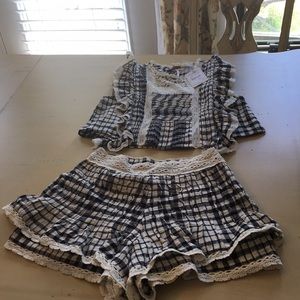 Free people two piece set shorts and top.